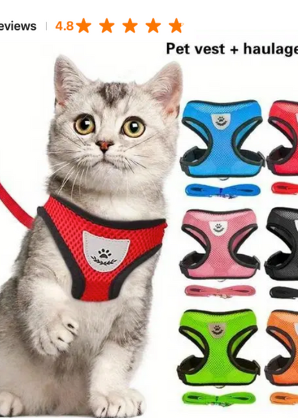 Premium Quality Adjustable Pet Harness & Leash for Cats & Dogs