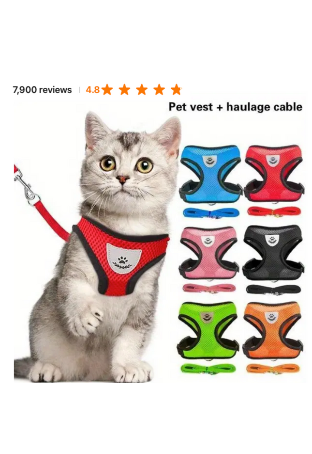 Premium Quality Adjustable Pet Harness & Leash for Cats & Dogs